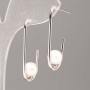 Xuping Earrings with Majorica Pearl, diameter 8mm, length 3cm+/-, Rhodium