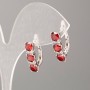 Xuping Earrings with Red Stones and White Rhinestones, 17x5mm, Rhodium