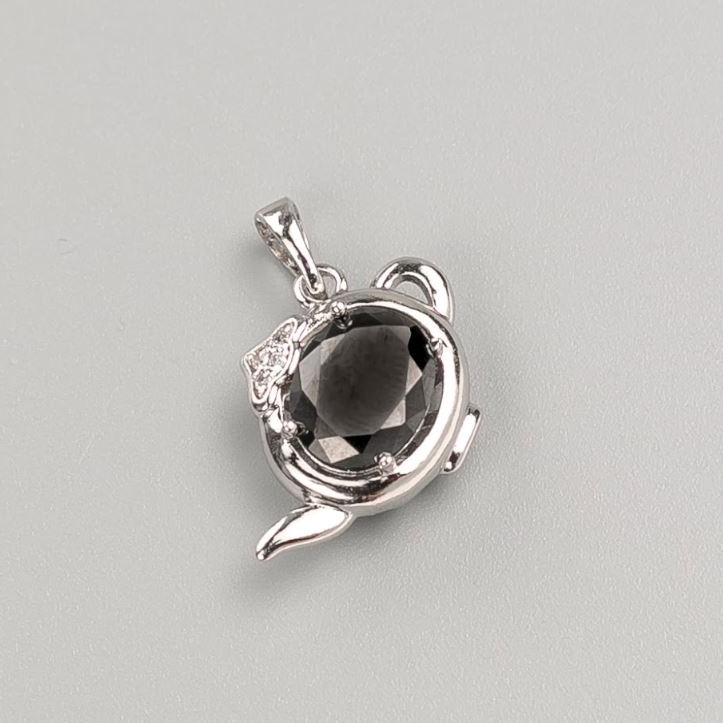 Xuping Pendant with Black Stone 20x14mm Rhodium
