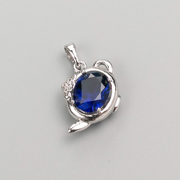 Xuping Pendant with Blue Stone 20x14mm Rhodium