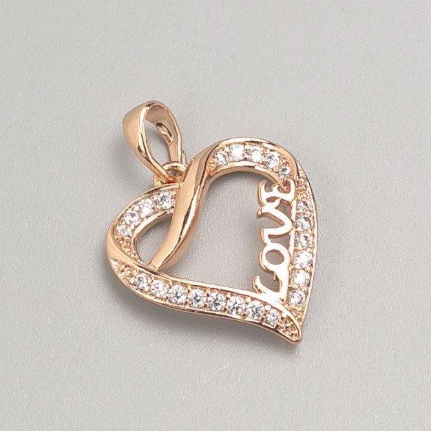 Xuping Pendant 18K Gold Plated Heart with White Rhinestones, diameter 18x17mm+