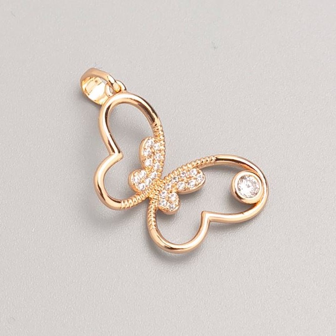 Xuping Pendant 18K Gold Plated Butterfly with White Rhinestones, diameter 23x17mm+