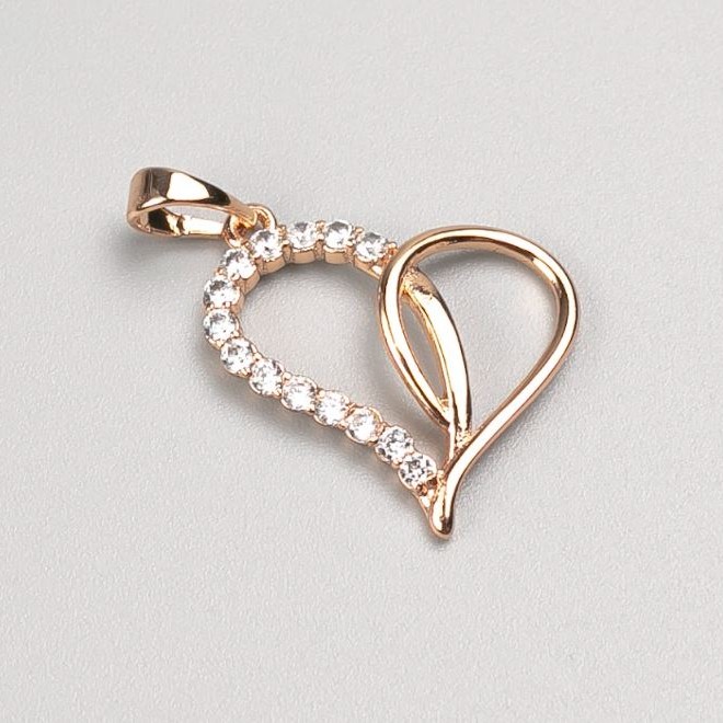 Xuping Pendant 18K Gold Plated Heart with White Rhinestones, diameter 18x20mm+