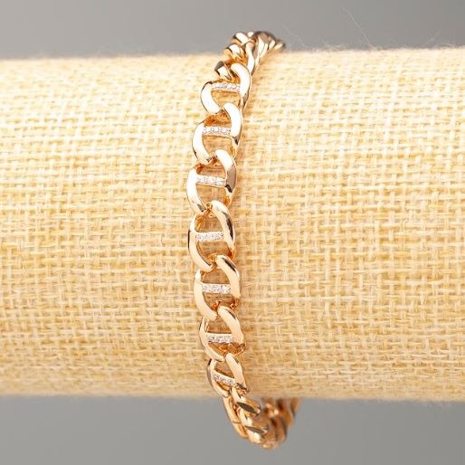 Xuping Bracelet 18K Gold Plated, length 17cm, thickness 7mm+/-, with White Rhinestones