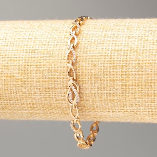 Xuping Bracelet 18K Gold Plated, length 19cm, thickness 5mm+/-, with White Rhinestones