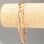 Xuping Bracelet 18K Gold Plated, Curb Chain, length 22cm, thickness 7mm+/-, 13mm with White Rhinestones
