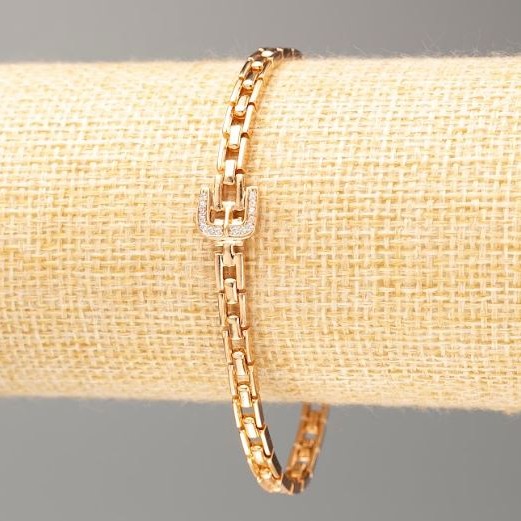 Xuping Bracelet 18K Gold Plated, length 19cm, thickness 4mm+/-, with White Rhinestones