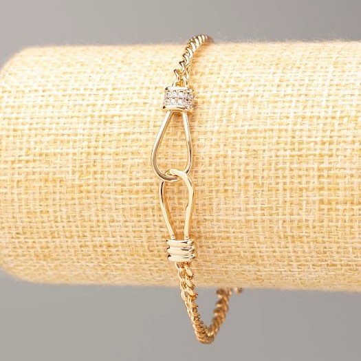 Xuping Bracelet 18K Gold Plated Curb Chain, Length 18.5-21cm, Thickness 4mm+/- with Rhinestones