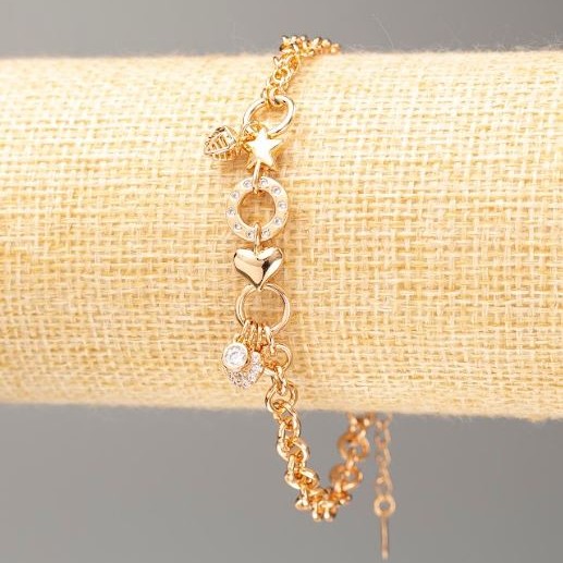 Xuping Bracelet 18K Gold Plated, Length 19-23cm, Thickness 5mm+/- with Rhinestones