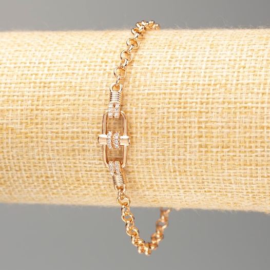 Xuping Bracelet 18K Gold Plated, Length 17-20.5cm, Thickness 4mm+/- with Rhinestones
