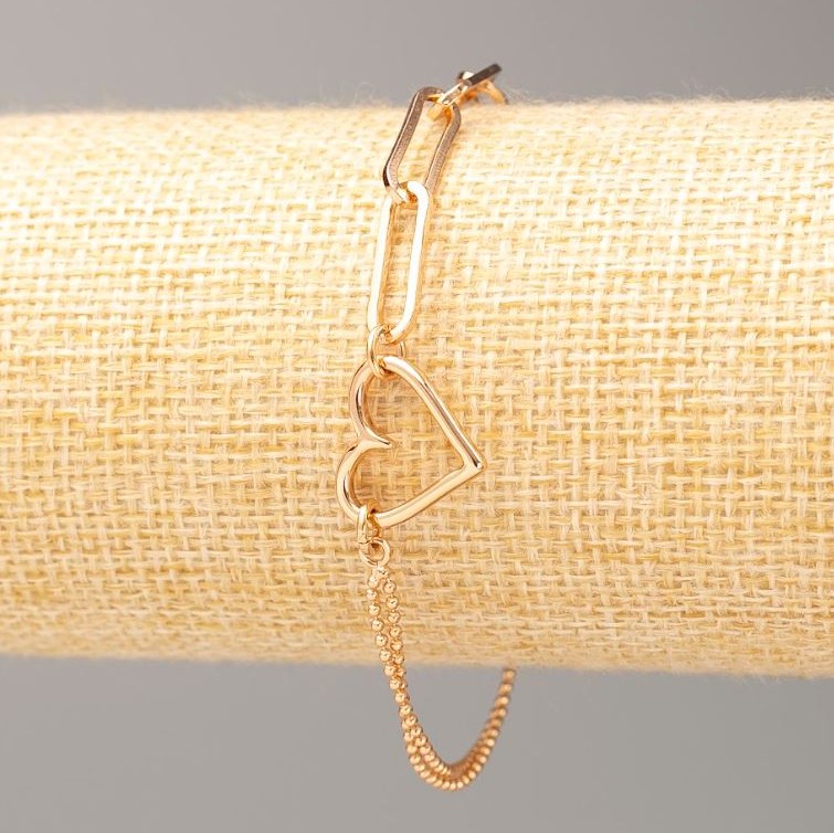 Xuping Bracelet 18K Gold Plated "Heart" L 17-20cm, thickness 5mm+