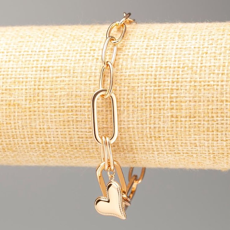 Xuping Bracelet 18K Gold Plated "Heart" L 16-20cm, thickness 6.5mm+/-, thickness 9mm+