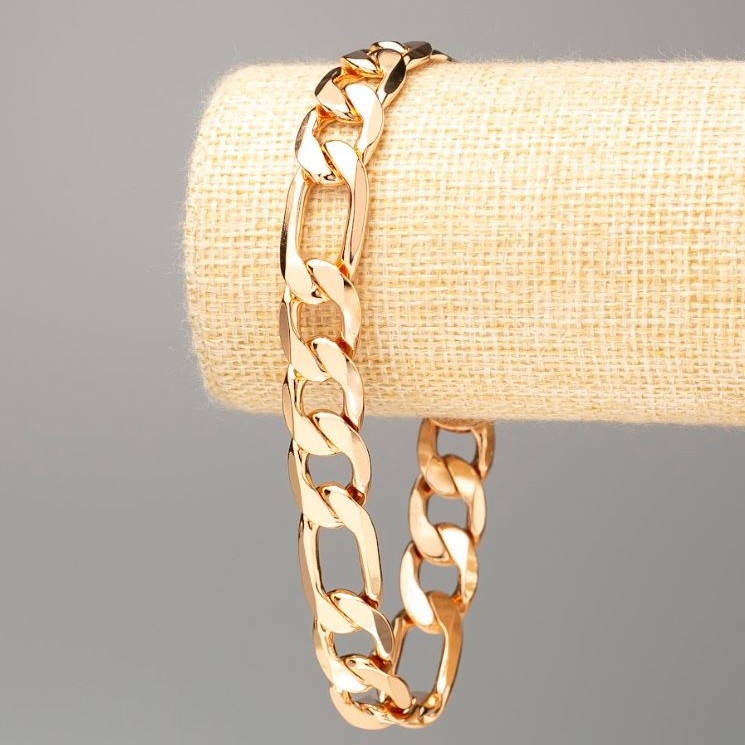 Xuping Bracelet 18K Gold Plated, curb weave, length 25.5cm, thickness 12mm+