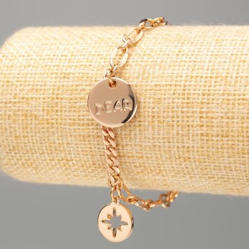 Xuping Bracelet 18K Gold Plated "Dear" curb chain weave, length 18-21cm, thickness 4mm+