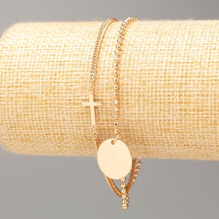 Xuping Bracelet Gold Plated "Cross" 18K, length 18-22cm, thickness 2mm+/-, thickness 2mm+
