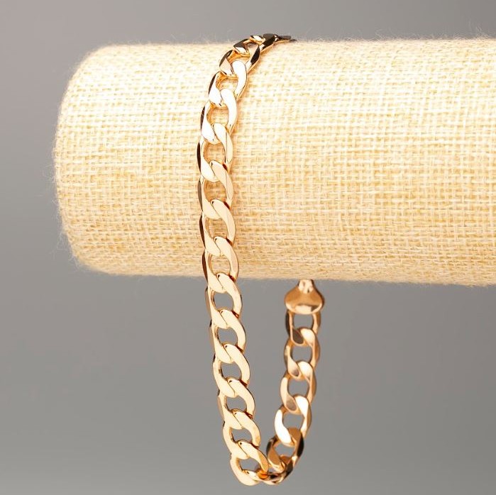 Xuping Bracelet 18K Gold Plated Curb Weave, length 25cm, thickness 8.5mm+