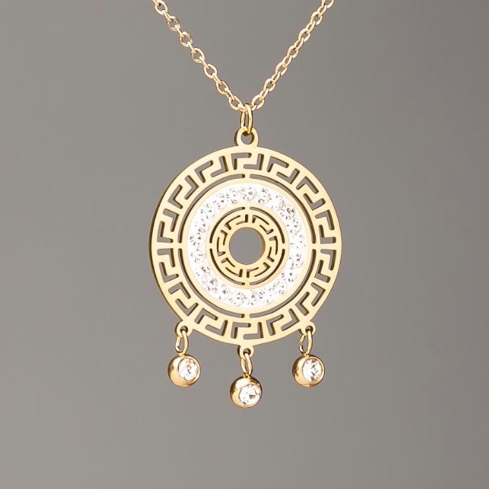 Xuping Chain Lemon Gold Plated with Pendant 32x23mm+- (with white rhinestones), length 41-45cm+-, thickness 1.5mm+