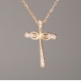 Xuping Chain Gold Plated with "Cross" Pendant, diameter 29x19.5mm+- (white rhinestones), length 41-47cm+-, thickness 1.5mm+