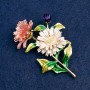 Brooch-Pendant Daisy Flowers enamel, gold-tone metal 63x50mm
