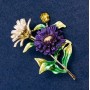 Brooch-Pendant Daisy Flowers enamel, gold-tone metal 63x50mm