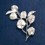 Brooch Branch with Leaves, silver metal 62×40mm