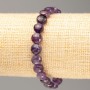 Bracelet with natural Amethyst, faceted coin beads, 8x5mm, elastic 18cm
