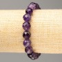 Bracelet with natural Amethyst, faceted round bead, diameter 10mm ±, length 18cm ± on elastic