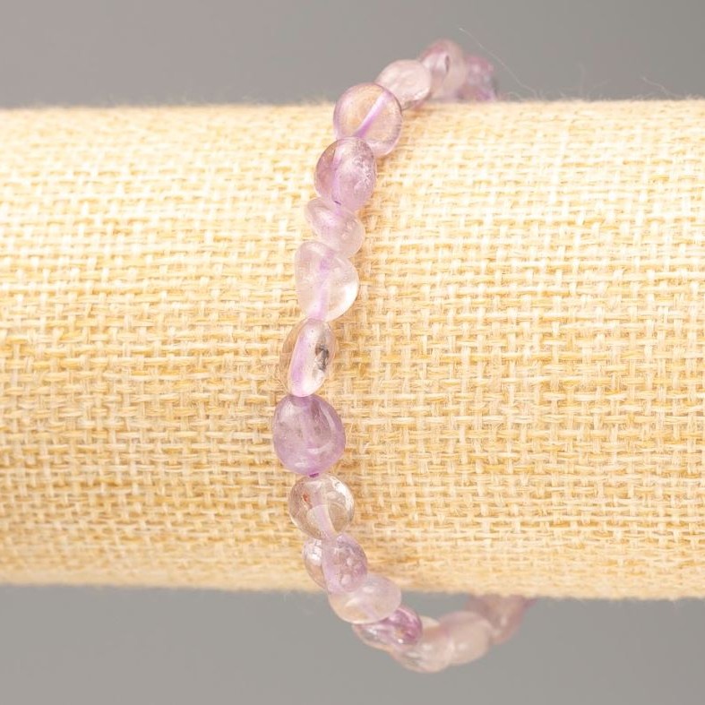 Bracelet with natural Amethyst, faceted, 12×5–8×4 mm, +/- diameter, length 18 cm +/- on elastic