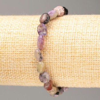 Charoite Bead Bracelet on Elastic String, faceted, diameter 9×7mm (±), fits 18cm