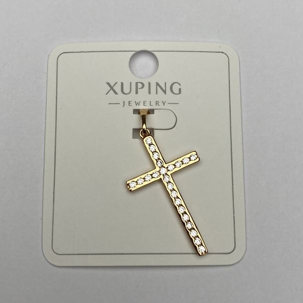 Xuping Pendant Cross 8K Gold Plated with White Stones, Diameter 26x12.5mm+