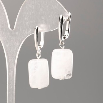 Natural Rock Crystal Stone Earrings, Diameter 18x13mm+