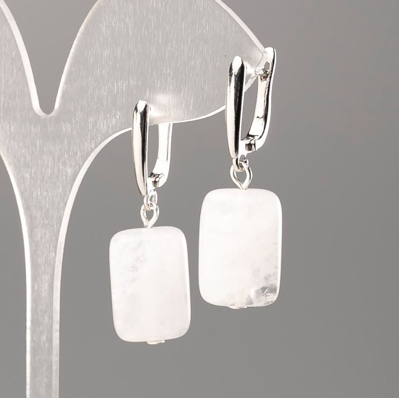Natural Rock Crystal Stone Earrings, Diameter 18x13mm+
