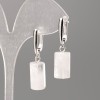 Natural Rock Crystal Stone Earrings, Faceted Cylinder, Diameter 16x10mm+