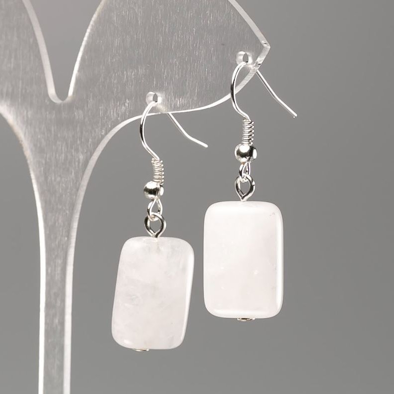 Natural Rock Crystal Stone Earrings, Diameter 18x13mm+