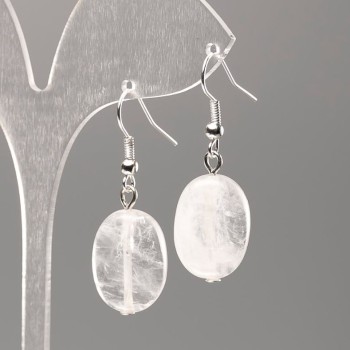 Natural Rock Crystal Stone Earrings, Oval, Diameter 18x13mm+