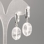 Natural Rock Crystal Stone Earrings, Oval, Diameter 18x13mm+