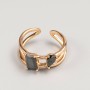 Xuping Ring, gold-coloured metal, black stone, sizes 16, 18