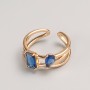 Xuping Ring, gold-coloured metal, blue stone, sizes 16, 18