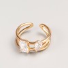 Xuping Ring, gold-coloured metal, white stone, sizes 16, 18