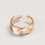 Xuping Ring, gold-coloured metal, white stone, sizes 16, 18