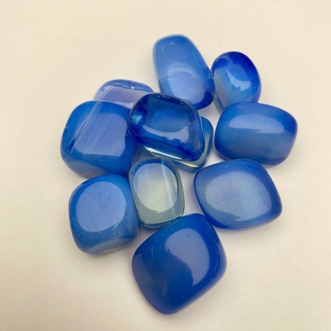 Souvenir Natural Stone Blue Agate Tumbled 23.5x18mm(+-) 100g Pack