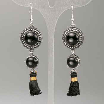 Agate Earrings, diameter 19.5mm+- and 12mm+-, length 8.5cm+