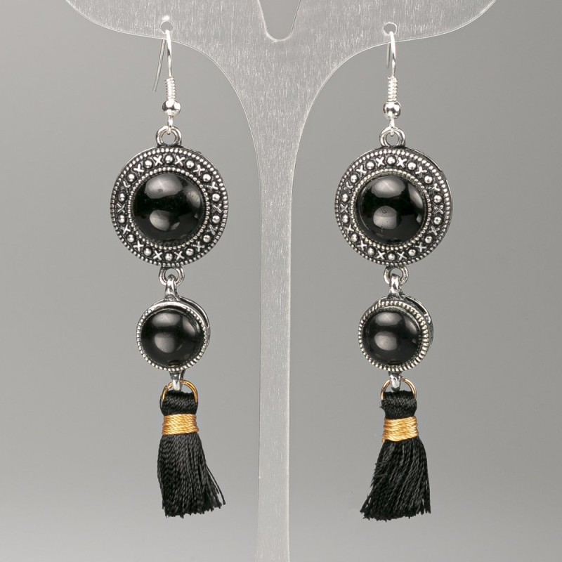 Agate Earrings, diameter 19.5mm+- and 12mm+-, length 8.5cm+