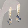 Xuping Earrings 18K Gold Plated Blue Stone, White Rhinestones 30x10mm