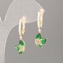 Xuping Earrings 18K Gold Plated Green Stone, White Rhinestones 30x10mm