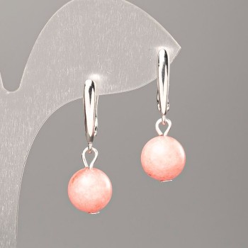 Earrings Synthetic Tourmaline Stone Smooth Round Bead, diameter 10mm, length 32mm