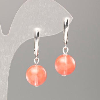 Earrings Synthetic Chalcedony Smooth Round Bead, diameter 12(+-)mm, length 31mm+