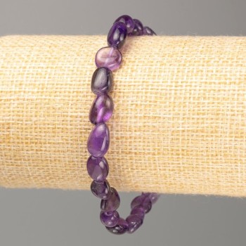 Amethyst Natural Stone Bracelet on Elastic, Tumbled, Circumference 18cm, Diameter 9x6mm +