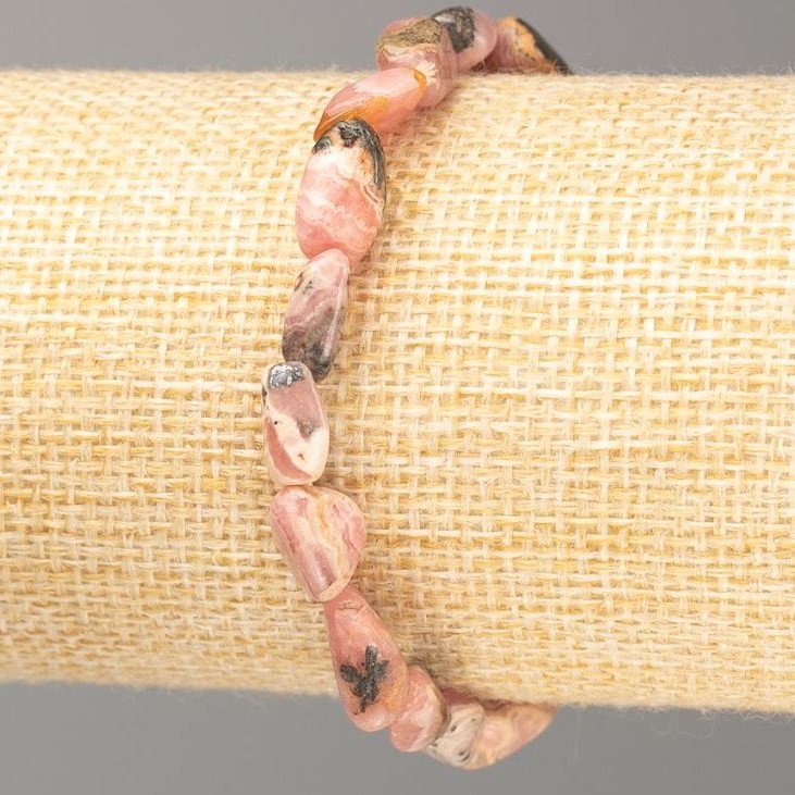 Rhodochrosite Natural Stone Bracelet, Tumbled, Diameter 10x6mm(+-)mm, Length 18cm