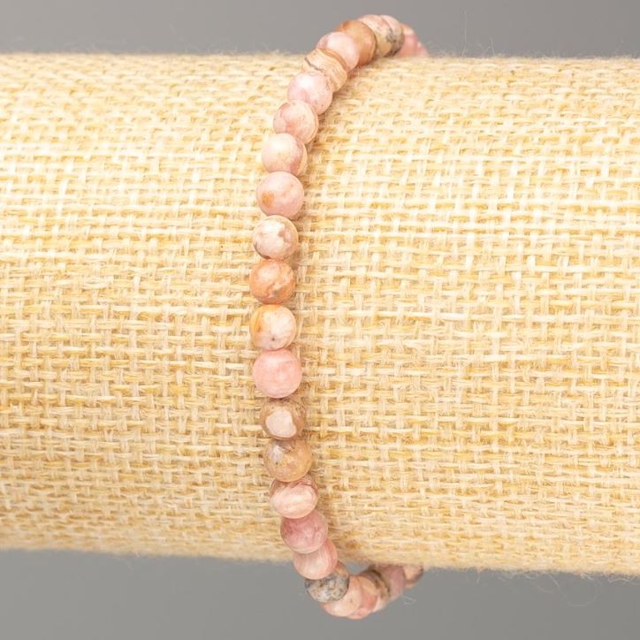 Rhodochrosite Natural Stone Bracelet, Smooth Round Beads, Diameter 4, 5(+-)mm, Length 18cm